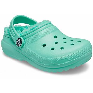 Crocs Classic Lined Boys' Clogs Turquoise | Australia 1405QMAZ